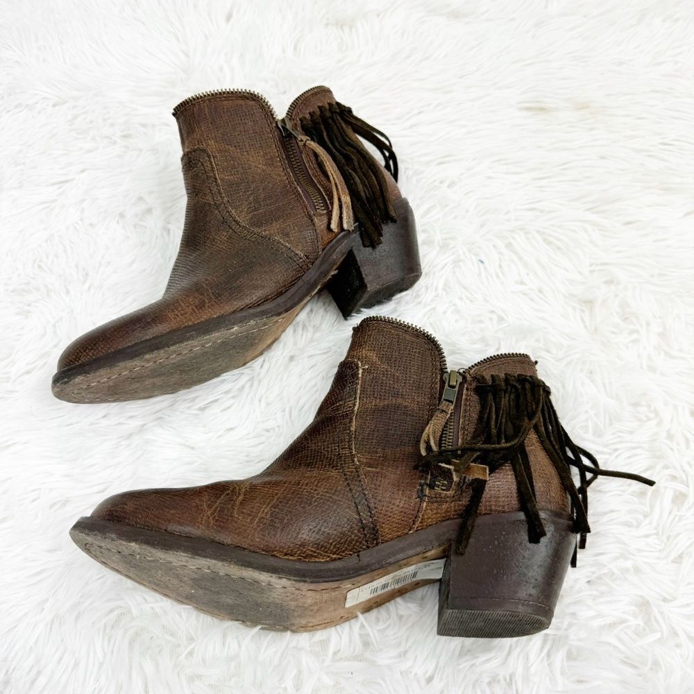 Corral Circle G Fringe Zipper Ankle Cowboy Western Leather Boots - Picture 5 of 10